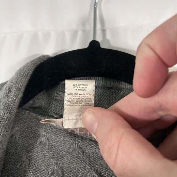 Loft Cardigan Women's Large Grey Open Front Long Sleeve Cotton Blend - Picture 5 of 6